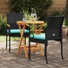 Chaises de jardin 2 pcs Noir et turquoise Poly Rattan et Acacia 583737583737
