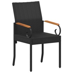 Chaises de jardin 2 pcs Noir et turquoise Poly Rattan et Acacia 583737583737