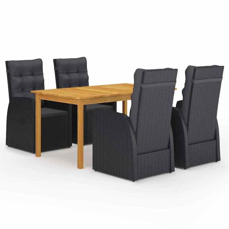 Ensemble à manger de jardin 5 pcs Noir 583743583743