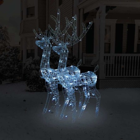 Décorations de Noël de renne Acrylique 2 pcs 128 cm Blanc froid 583745583745