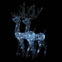 Décorations de Noël de renne Acrylique 2 pcs 128 cm Blanc froid 583745583745