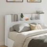 Tête de lit de rangement avec LED Blanc Bois d'ingénierie 583752583752