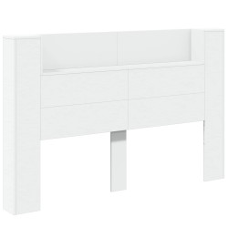 Tête de lit de rangement avec LED Blanc Bois d'ingénierie 583752583752
