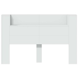 Tête de lit de rangement avec LED Blanc Bois d'ingénierie 583752583752
