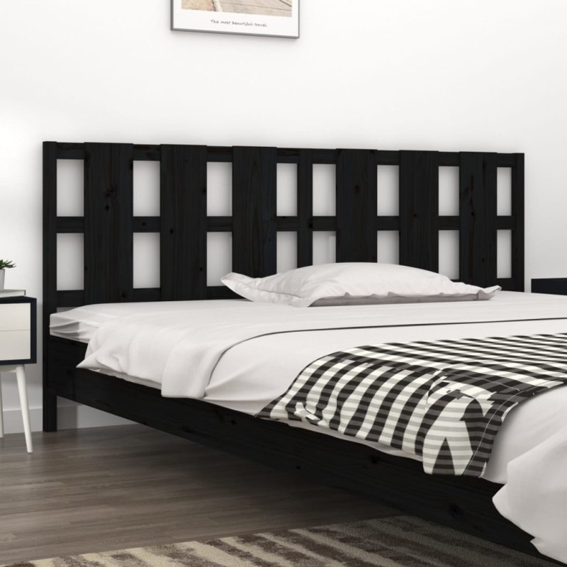 Tête de lit Noir 205,5x4x100 cm Bois massif de pin 583762583762