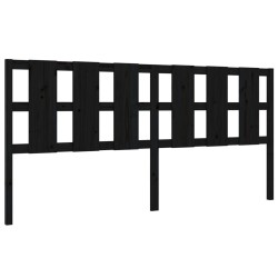 Tête de lit Noir 205,5x4x100 cm Bois massif de pin 583762583762