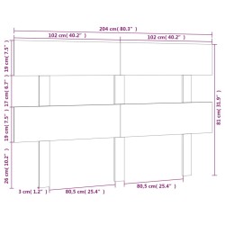 Tête de lit Noir 204x3x81 cm Bois massif de pin 583763583763