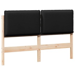 Tête de lit capitonnée Naturel et Noir 160 cm Pin massif 583769583769