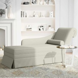 Fauteuil long avec traversin et accoudoir droit crème velours 583794583794