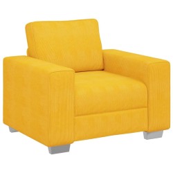 Fauteuil/canapé jaune clair 100x77x82 cm en tissu velours côtelé 583799583799