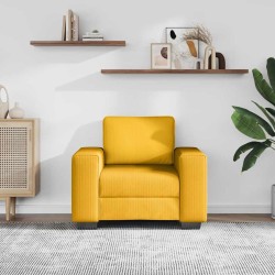 Fauteuil/canapé jaune clair 100x77x82 cm en tissu velours côtelé 583799583799
