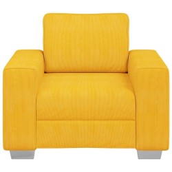 Fauteuil/canapé jaune clair 100x77x82 cm en tissu velours côtelé 583799583799