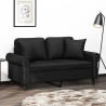 Canapé 2 places avec oreillers décoratifs noir 120cm similicuir 583808583808