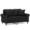 Canapé 2 places avec oreillers décoratifs noir 120cm similicuir 583808583808