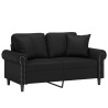 Canapé 2 places avec oreillers décoratifs noir 120cm similicuir 583808583808
