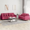 Ensemble de canapés 2 pcs avec coussins Rouge bordeaux Velours 583809583809