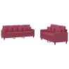 Ensemble de canapés 2 pcs avec coussins Rouge bordeaux Velours 583809583809