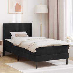 Cadre de lit avec matelas Noir 100 x 200 cm Velours 583817583817
