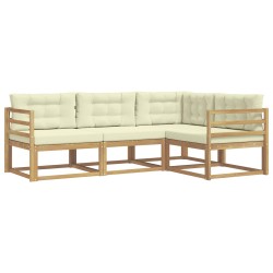 Ensemble de canapés d'extérieur 3 pcs Blanc et crème Polyester 583820583820