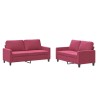 Ensemble de canapés 2 pcs avec coussins Rouge bordeaux Velours 583822583822