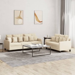Ensemble de canapés 2 pcs avec coussins Crème Tissu 583823583823