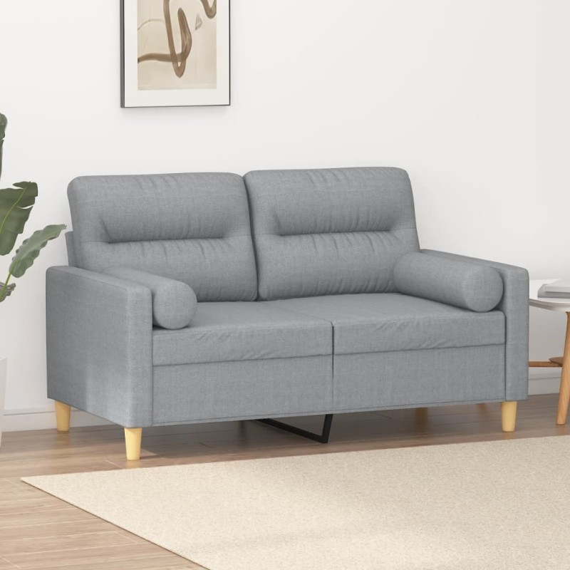 Canapé 2 places avec oreillers gris clair 120 cm tissu 583824583824