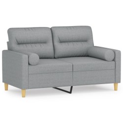 Canapé 2 places avec oreillers gris clair 120 cm tissu 583824583824