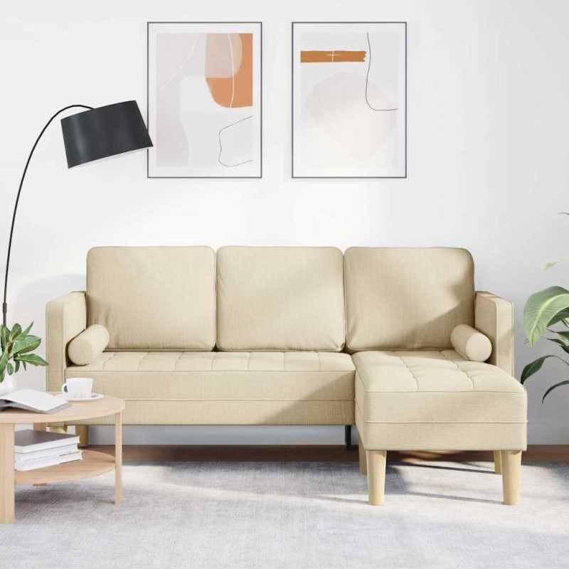 Ensemble de Canapés avec coussin Crème Polyester 583825583825