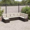 Ensemble de Canapés avec coussin 8 pcs Marron polyrotin 583830583830