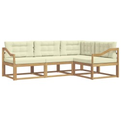 Ensemble de canapés d'extérieur 3 pcs Blanc et crème Polyester 583834583834