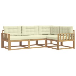 Ensemble de canapés d'extérieur 3 pcs Blanc et crème Polyester 583838583838