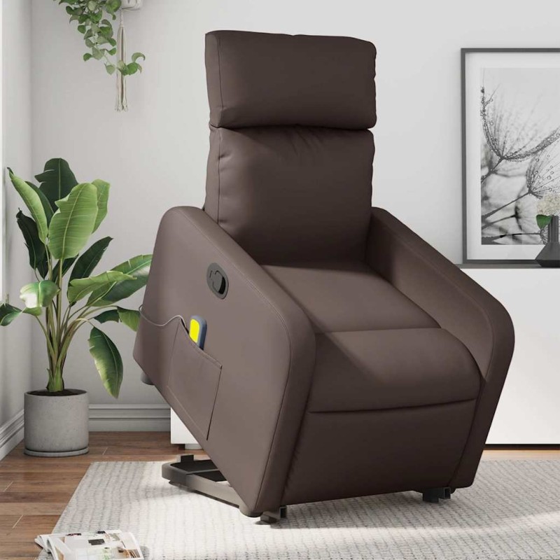 Fauteuil inclinable de massage Marron Similicuir 583852583852