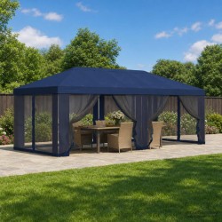 Housse de tonnelle avec murs latéraux 6 x 3 m Bleu Polyester 583855583855