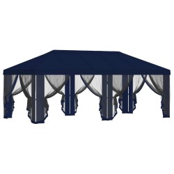 Housse de tonnelle avec murs latéraux 6 x 3 m Bleu Polyester 583855583855
