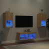 Meuble TV muraux 4 pcs avec lumières LED chêne sonoma 583860583860