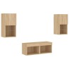 Meuble TV muraux 4 pcs avec lumières LED chêne sonoma 583860583860