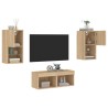 Meuble TV muraux 4 pcs avec lumières LED chêne sonoma 583860583860