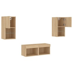 Meuble TV muraux 4 pcs avec lumières LED chêne sonoma 583860583860