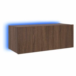 Meuble TV mural avec lumières LED chêne marron 80x35x31 cm 583861583861