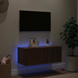 Meuble TV mural avec lumières LED chêne marron 80x35x31 cm 583861583861