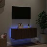 Meuble TV mural avec lumières LED chêne marron 80x35x31 cm 583861583861