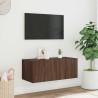 Meuble TV mural avec lumières LED chêne marron 80x35x31 cm 583861583861