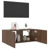 Meuble TV mural avec lumières LED chêne marron 80x35x31 cm 583861583861