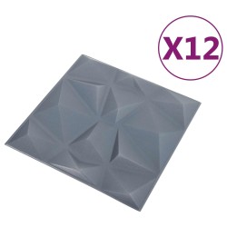 Panneaux muraux 12 pcs Gris Diamant 50 x 50 cm Mousse XPS 583864583864