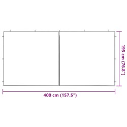 Mur de tente de fête 2 pcs Gris clair 400 x 195 cm PE et acier 583866583866