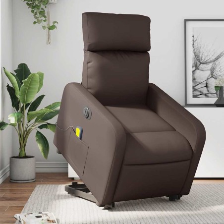 Fauteuil inclinable de massage électrique marron similicuir 583871583871