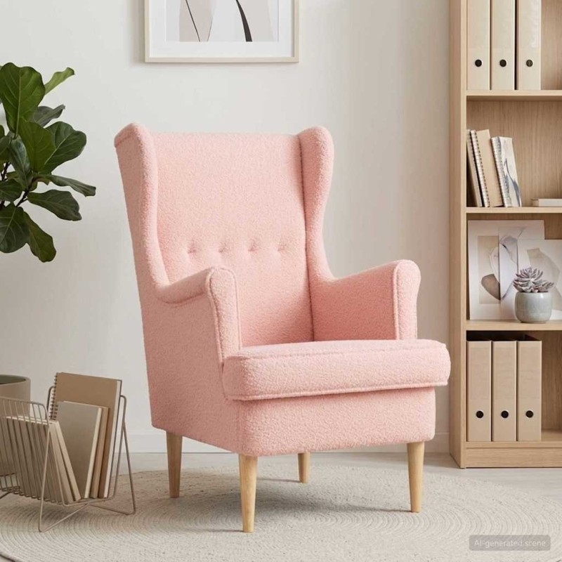 Fauteuil Rose Bouclé 583873583873
