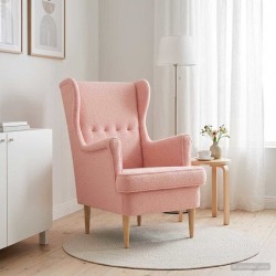 Fauteuil Rose Bouclé 583873583873