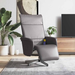 Fauteuil inclinable de massage repose-pieds gris similicuir 583889583889