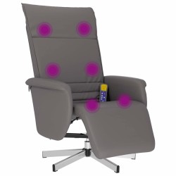 Fauteuil inclinable de massage repose-pieds gris similicuir 583889583889